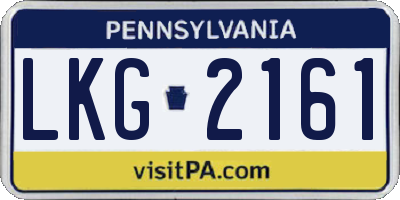 PA license plate LKG2161