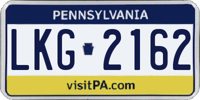 PA license plate LKG2162