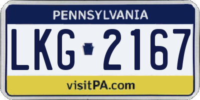 PA license plate LKG2167