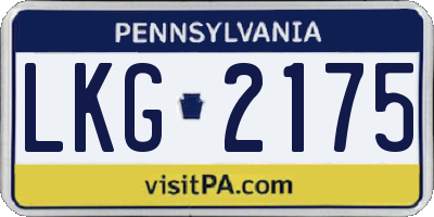PA license plate LKG2175
