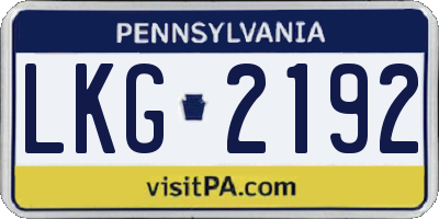 PA license plate LKG2192