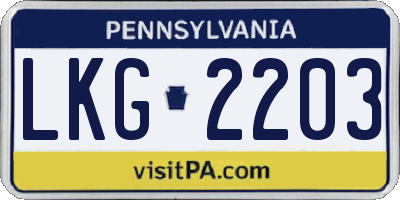 PA license plate LKG2203