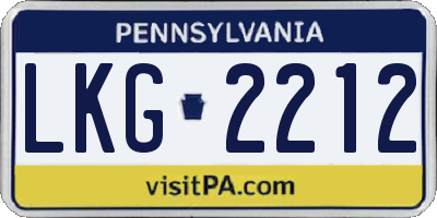 PA license plate LKG2212