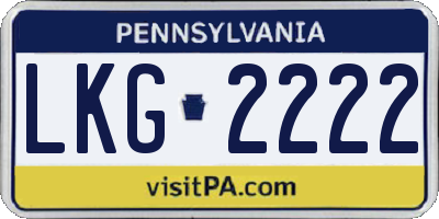 PA license plate LKG2222