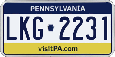 PA license plate LKG2231