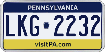 PA license plate LKG2232