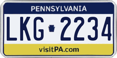 PA license plate LKG2234