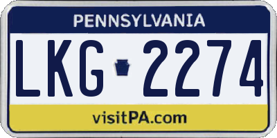 PA license plate LKG2274