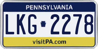 PA license plate LKG2278