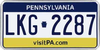 PA license plate LKG2287