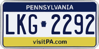 PA license plate LKG2292