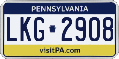 PA license plate LKG2908