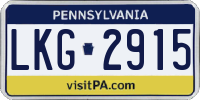 PA license plate LKG2915