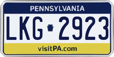 PA license plate LKG2923