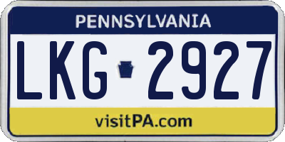 PA license plate LKG2927