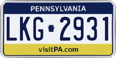 PA license plate LKG2931