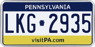 PA license plate LKG2935