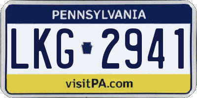 PA license plate LKG2941