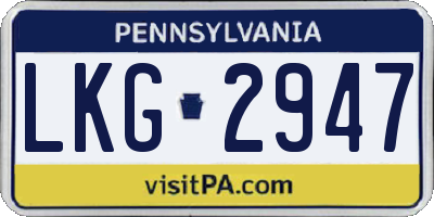 PA license plate LKG2947