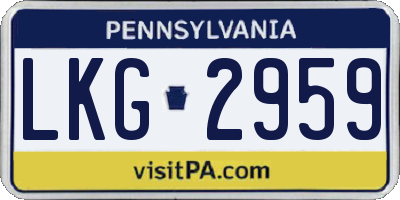 PA license plate LKG2959