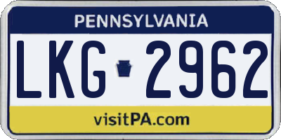 PA license plate LKG2962