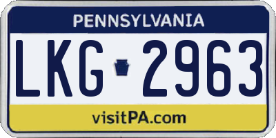 PA license plate LKG2963