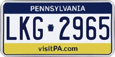 PA license plate LKG2965