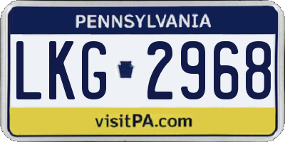 PA license plate LKG2968