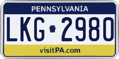 PA license plate LKG2980