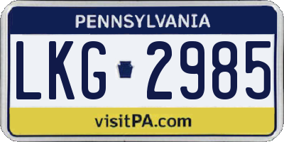 PA license plate LKG2985