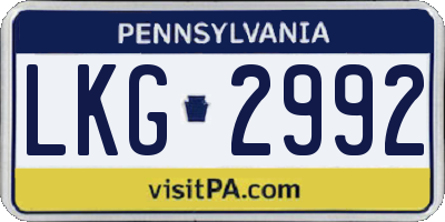 PA license plate LKG2992