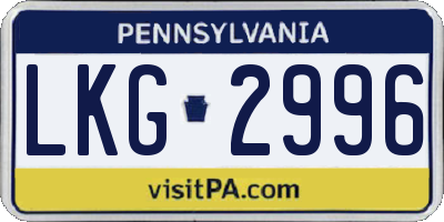 PA license plate LKG2996