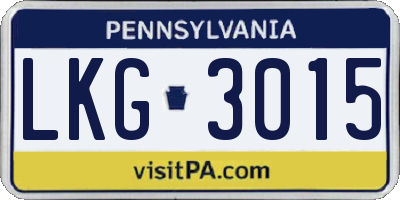 PA license plate LKG3015