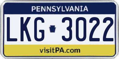 PA license plate LKG3022