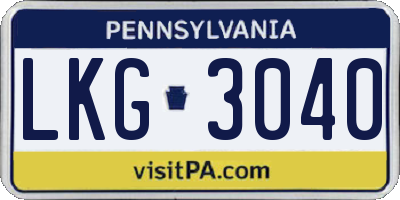 PA license plate LKG3040