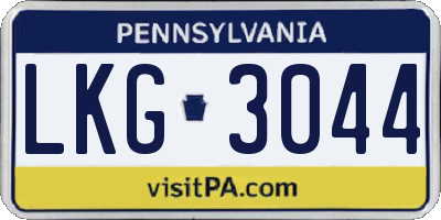 PA license plate LKG3044