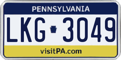 PA license plate LKG3049