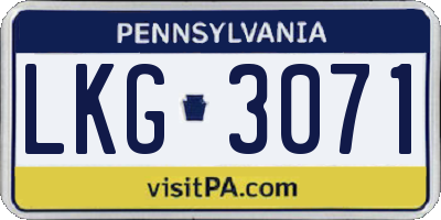PA license plate LKG3071