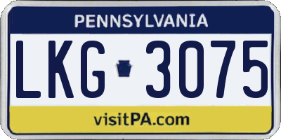 PA license plate LKG3075