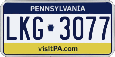 PA license plate LKG3077