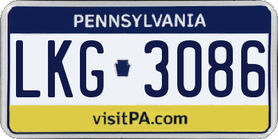 PA license plate LKG3086
