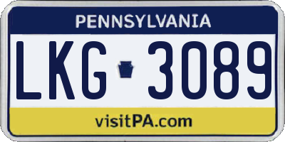 PA license plate LKG3089