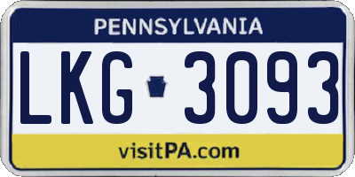 PA license plate LKG3093