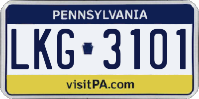 PA license plate LKG3101