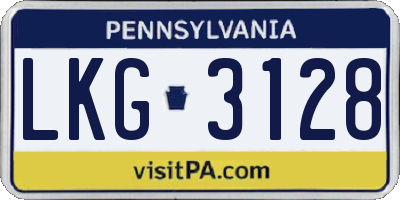 PA license plate LKG3128
