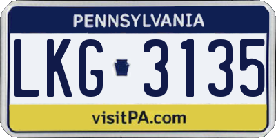 PA license plate LKG3135