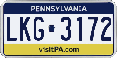 PA license plate LKG3172
