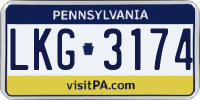 PA license plate LKG3174