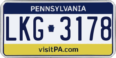 PA license plate LKG3178