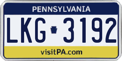 PA license plate LKG3192